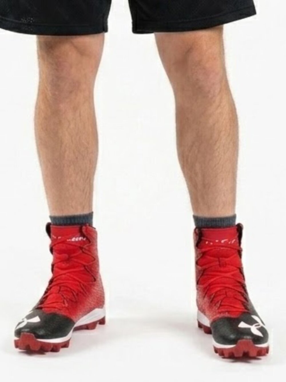 Under Armour Highlight ClutchFit Cleats High-Top Red/Black Sz 10